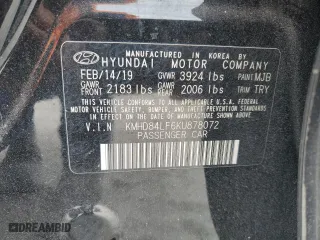 2019 Hyundai Elantra Preferred with VIN KMHD84LF6KU878072, listed as a Copart auction lot 76805244 with 0 mi miles and Non Repairable. Bid and sale history available at carsss.com. Image 13.