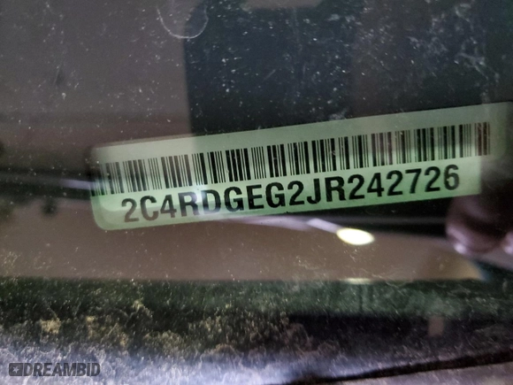 2018 Dodge Grand Caravan GT with VIN 2C4RDGEG2JR242726, listed as a Copart auction lot 51810025 with 222,963 mi miles and Salvage Title. Bid and sale history available at carsss.com. Image 14.