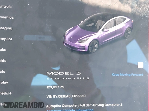 2020 Tesla Model 3 Standard Range Plus z VIN 5YJ3E1EA5LF615350, wystawiony jako IAAI lot #42194363 z przebiegiem 123 327 mil mil oraz . Historia ofert i sprzedaży dostępna na DreamBid. Obrazek 15.