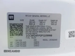2023 Chevrolet Express Cargo с VIN 1GCWGAFP2P1109998, выставлен на аукционе IAAI как лот 42328435 с пробегом 5 258 миль миль и . История ставок и продаж доступна на DreamBid. Изображение 9.