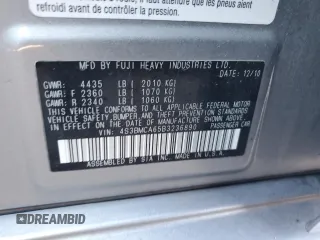 2011 Subaru Legacy 2.5i with VIN 4S3BMCA65B3236890, listed as a Copart auction lot 88783995 with 78,726 mi miles and Salvage title. Bid and sale history available at DreamBid. Image 12.