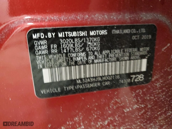 2020 Mitsubishi Mirage ES with VIN ML32A3HJ9LH002116, listed as a Copart auction lot 43566315 with 24,771 mi miles and Salvage Title. Bid and sale history available at carsss.com. Image 14.