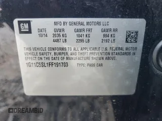 2015 Chevrolet Malibu LT with VIN 1G11C5SL1FF191703, listed as a Copart auction lot 52517335 with 100,738 mi miles and Salvage Title. Bid and sale history available at DreamBid. Image 15.