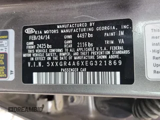 2014 Kia Optima SX Turbo with VIN 5XXGR4A6XEG321869, listed as a Copart auction lot 61821185 with 194,613 mi miles and Clean title. Bid and sale history available at DreamBid. Image 12.