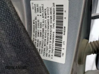 2016 Honda Civic Sedan EX-L with VIN 2HGFC1F75GH636416, listed as a Copart auction lot 46340835 with 0 mi miles and Salvage Title. Bid and sale history available at carsss.com. Image 14.