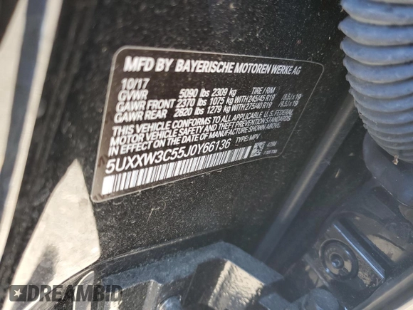 2018 BMW X4 xDrive28i with VIN 5UXXW3C55J0Y66136, listed as a Copart auction lot 60483774 with 26,005 mi miles and Salvage Title. Bid and sale history available at carsss.com. Image 12.