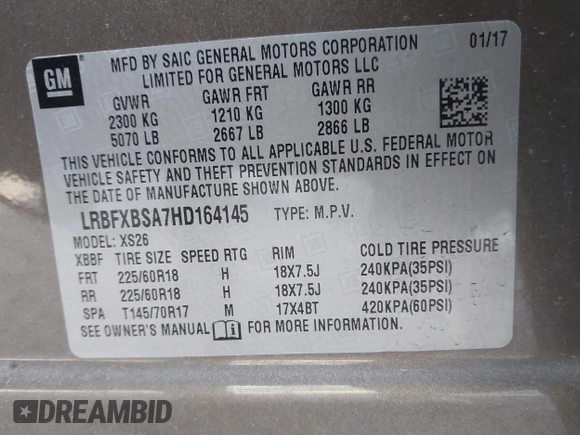 2017 Buick Envision Essence with VIN LRBFXBSA7HD164145, listed as a IAAI auction lot 41930844 with 83,646 mi miles and . Bid and sale history available at carsss.com. Image 9.