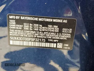 2023 BMW X4 M40i z VIN 5UX43DT00P9P32175, wystawiony jako Copart lot #51760625 z przebiegiem 17 620 mil mil oraz Szkoda całkowita • Salvage title. Historia ofert i sprzedaży dostępna na DreamBid. Obrazek 12.
