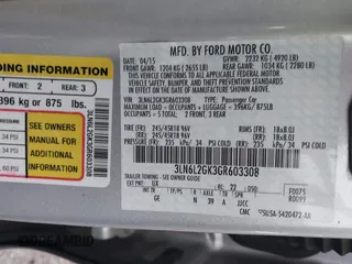 2016 Lincoln MKZ with VIN 3LN6L2GK3GR603308, listed as a IAAI auction lot 41454792 with 77,758 mi miles. Bid and sale history available at carsss.com. Image 9.