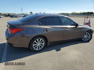 2015 Infiniti Q50 with VIN JN1BV7AR9FM405679, listed as a Copart auction lot 55884795 with 104,419 mi miles and Salvage title. Bid and sale history available at DreamBid. Image 3.