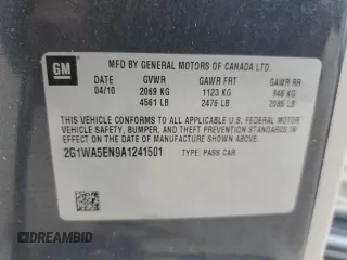 2010 Chevrolet Impala LS with VIN 2G1WA5EN9A1241501, listed as a Copart auction lot 75937904 with 98,270 mi miles and Non Repairable. Bid and sale history available at DreamBid. Image 14.