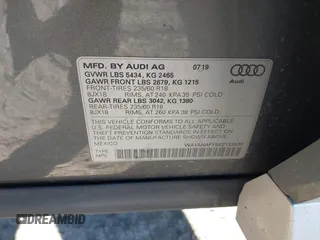2019 Audi Q5 Premium with VIN WA1ANAFY5K2133539, listed as a IAAI auction lot 41821732 with 79,132 mi miles. Bid and sale history available at carsss.com. Image 9.