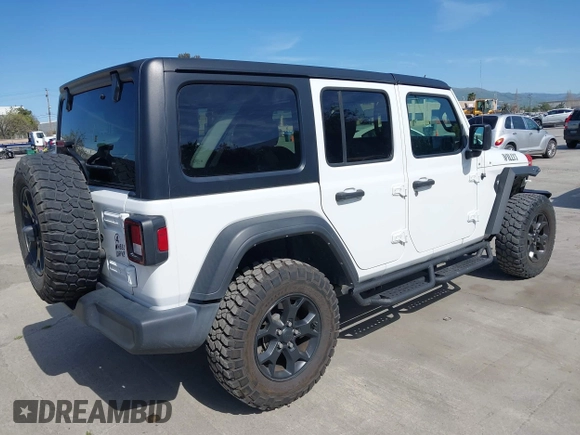 2022 Jeep Wrangler Unlimited Sport S with VIN 1C4HJXDG7NW144634, listed as a IAAI auction lot 41975242 with 29,336 mi miles. Bid and sale history available at carsss.com. Image 4.
