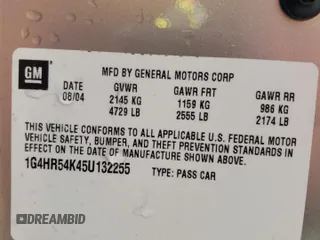 2005 Buick LeSabre Limited with VIN 1G4HR54K45U132255, listed as a Copart auction lot 51228245 with 103,480 mi miles and Salvage Title. Bid and sale history available at DreamBid. Image 12.