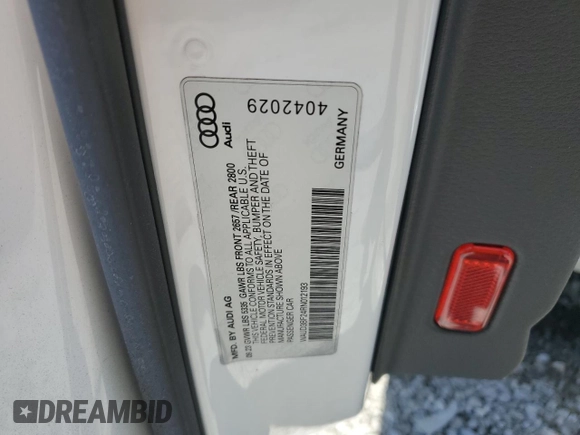 2024 Audi A6 Premium z VIN WAUD3BF24RN012193, wystawiony jako Copart lot #48037505 z przebiegiem 8 466 mil mil oraz Nie do naprawy • Non repairable. Historia ofert i sprzedaży dostępna na DreamBid. Obrazek 13.