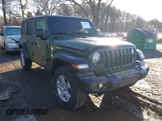 2022 Jeep Wrangler Unlimited Sport S with VIN 1C4HJXDG2NW262462, listed as a IAAI auction lot 41199711 with 1 mi miles. Bid and sale history available at carsss.com. Image 1.