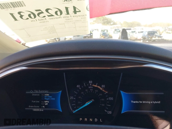 2014 Ford Fusion SE Hybrid with VIN 3FA6P0LU3ER251743, listed as a IAAI auction lot 41625631 with 136,355 mi miles. Bid and sale history available at carsss.com. Image 7.