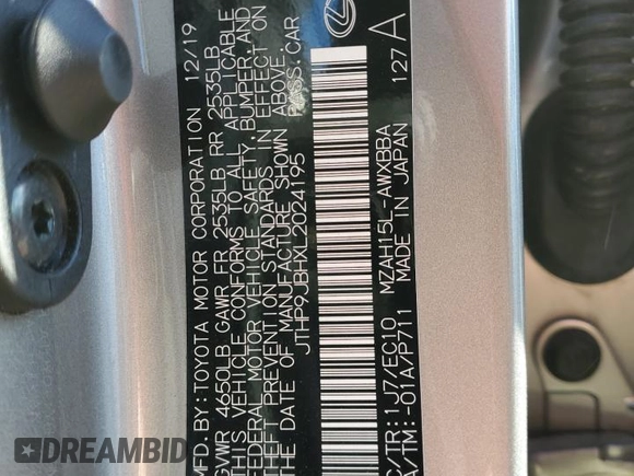 2020 Lexus UX with VIN JTHP9JBHXL2024195, listed as a Copart auction lot 48470575 with 58,500 mi miles and Salvage Title. Bid and sale history available at carsss.com. Image 14.