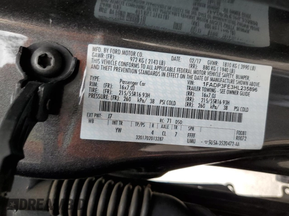 2017 Ford Focus SE with VIN 1FADP3FE3HL235896, listed as a Copart auction lot 50910975 with 74,502 mi miles and Salvage Title. Bid and sale history available at carsss.com. Image 13.