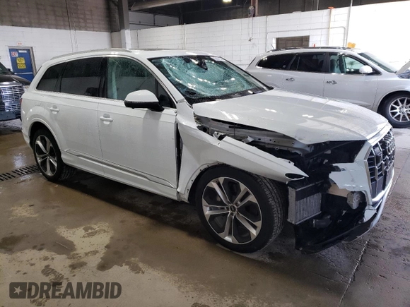2023 Audi Q7 Premium Plus with VIN WA1LXBF71PD016522, listed as a Copart auction lot 55307155 with 24,025 mi miles and Salvage title. Bid and sale history available at DreamBid. Image 4.