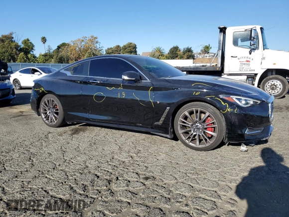 2017 Infiniti Q60 Red Sport 400 with VIN JN1FV7EL3HM700805, listed as a Copart auction lot 80134924 with 66,578 mi miles and Salvage title. Bid and sale history available at DreamBid. Image 4.