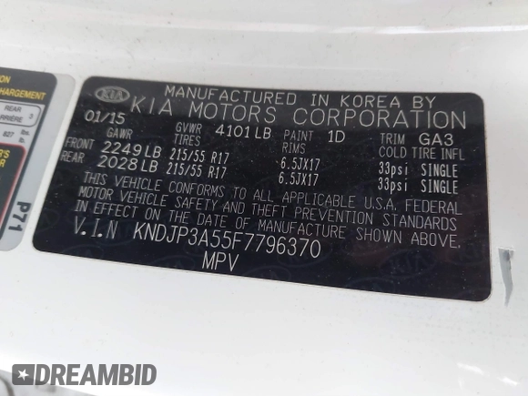 2015 Kia Soul + with VIN KNDJP3A55F7796370, listed as a IAAI auction lot 41789369 with 115,613 mi miles and . Bid and sale history available at DreamBid. Image 9.