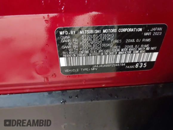 2023 Mitsubishi Outlander SE z VIN JA4J4UA86PZ048784, wystawiony jako IAAI lot #42133838 z przebiegiem 10 680 mil mil oraz . Historia ofert i sprzedaży dostępna na DreamBid. Obrazek 9.
