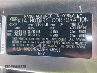 2014 Kia Soul with VIN KNDJN2A22E7046591, listed as a IAAI auction lot 41714648 with 157,363 mi miles. Bid and sale history available at carsss.com. Image 9.