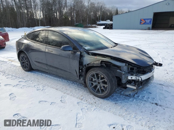 2023 Tesla Model 3 with VIN 5YJ3E1EA7PF496089, listed as a Copart auction lot 87101254 with 42,830 mi miles and Salvage Title. Bid and sale history available at DreamBid. Image 4.