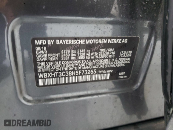 2017 BMW X1 xDrive28i with VIN WBXHT3C38H5F73265, listed as a Copart auction lot 45148825 with 95,850 mi miles and Salvage Title. Bid and sale history available at carsss.com. Image 15.