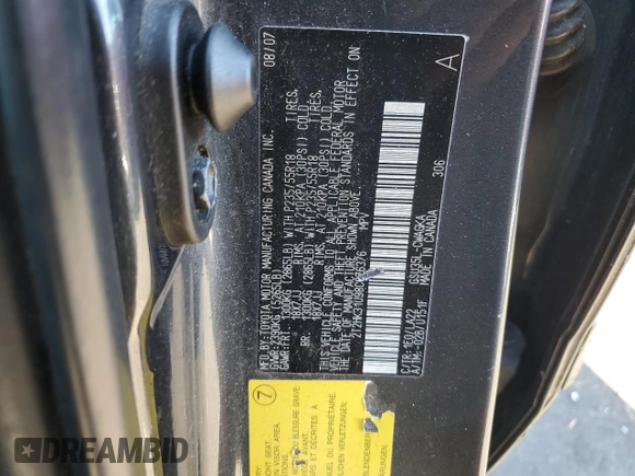 2008 Lexus RX 350 with VIN 2T2HK31U98C076376, listed as a Copart auction lot 82084774 with 214,899 mi miles and Salvage Title. Bid and sale history available at DreamBid. Image 13.