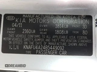 2011 Kia Forte EX with VIN KNAFU4A24B5449092, listed as a Copart auction lot 61679584 with 129,196 mi miles and Non Repairable. Bid and sale history available at carsss.com. Image 12.