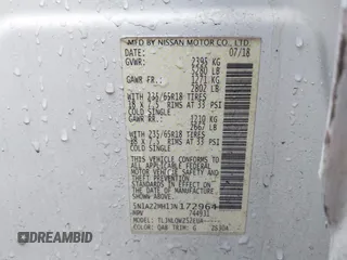 2018 Nissan Murano S with VIN 5N1AZ2MH1JN172964, listed as a IAAI auction lot 41143770 with 99,837 mi miles and . Bid and sale history available at carsss.com. Image 9.
