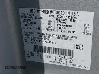 2004 Ford F-150 XLT z VIN 1FTPX14514NB40315, wystawiony jako IAAI lot #42649744 z przebiegiem 215 137 mil mil oraz . Historia ofert i sprzedaży dostępna na DreamBid. Obrazek 9.