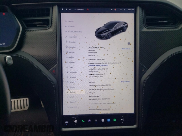 2020 Tesla Model S Performance with VIN 5YJSA1E46LF371225, listed as a Copart auction lot 86271744 with 20,045 mi miles and Salvage title. Bid and sale history available at DreamBid. Image 9.
