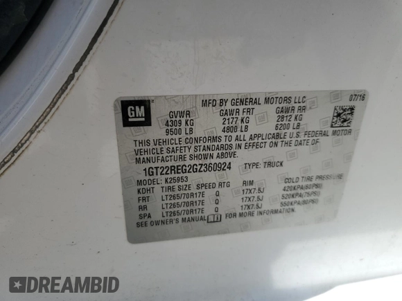 2016 GMC Sierra 2500HD z VIN 1GT22REG2GZ360924, wystawiony jako Copart lot #55172815 z przebiegiem 209 188 mil mil oraz Szkoda całkowita • Salvage title. Historia ofert i sprzedaży dostępna na DreamBid. Obrazek 12.