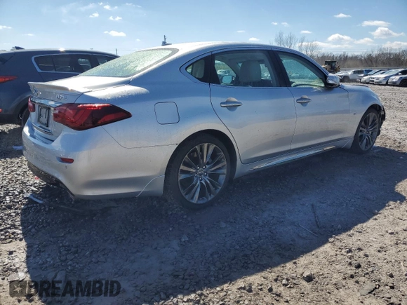 2018 Infiniti Q70 Luxe with VIN JN1BY1PP6JM330507, listed as a Copart auction lot 46118465 with 38,626 mi miles and Salvage title. Bid and sale history available at DreamBid. Image 3.