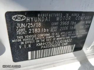 2018 Hyundai Elantra GT with VIN KMHH35LE3JU074422, listed as a Copart auction lot 59466794 with 69,448 mi miles and Salvage Title. Bid and sale history available at carsss.com. Image 12.