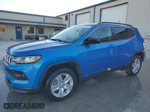 2022 Jeep Compass Latitude with VIN 3C4NJCBB7NT119404, listed as a Copart auction lot 81812534 with 48,743 mi miles and Salvage Title. Bid and sale history available at DreamBid. Image 1.