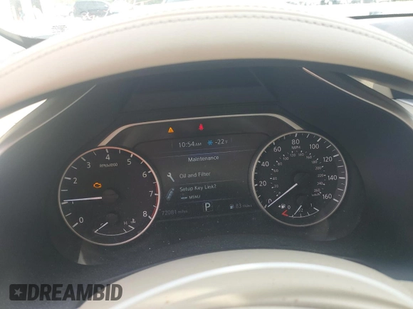 2017 Nissan Murano SL z VIN 5N1AZ2MG4HN185967, wystawiony jako Copart lot #51345485 z przebiegiem 72 081 mil mil oraz Szkoda całkowita • Salvage title. Historia ofert i sprzedaży dostępna na DreamBid. Obrazek 9.