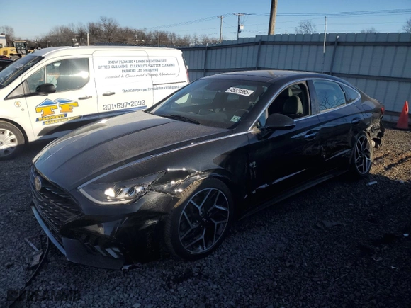 2021 Hyundai Sonata N Line with VIN 5NPEK4JC3MH130993, listed as a Copart auction lot 45271585 with 21,782 mi miles and Salvage Title. Bid and sale history available at carsss.com. Image 1.