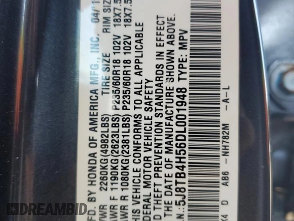2013 Acura RDX Technology with VIN 5J8TB4H56DL001948, listed as a Copart auction lot 70608754 with 182,581 mi miles and Clean Title. Bid and sale history available at DreamBid. Image 13.