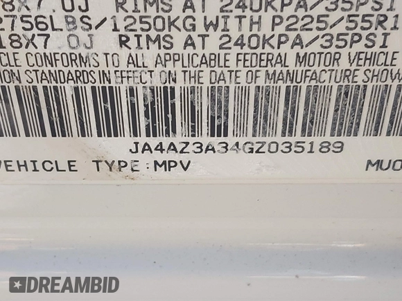 2016 Mitsubishi Outlander SE with VIN JA4AZ3A34GZ035189, listed as a IAAI auction lot 41531995 with 227,574 mi miles and . Bid and sale history available at DreamBid. Image 9.
