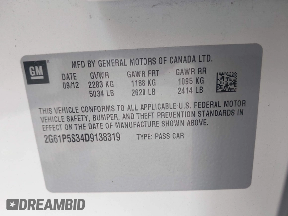 2013 Cadillac XTS Luxury with VIN 2G61P5S34D9138319, listed as a IAAI auction lot 42626756 with 88,743 mi miles and . Bid and sale history available at DreamBid. Image 9.