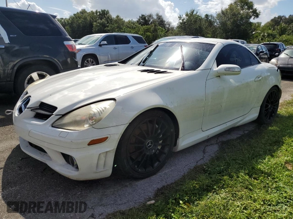 2006 Mercedes-Benz SLK-Class 5.5L AMG with VIN WDBWK73F56F127117, listed as a Copart auction lot 75090334 with 0 mi miles and Salvage Title. Bid and sale history available at carsss.com. Image 1.
