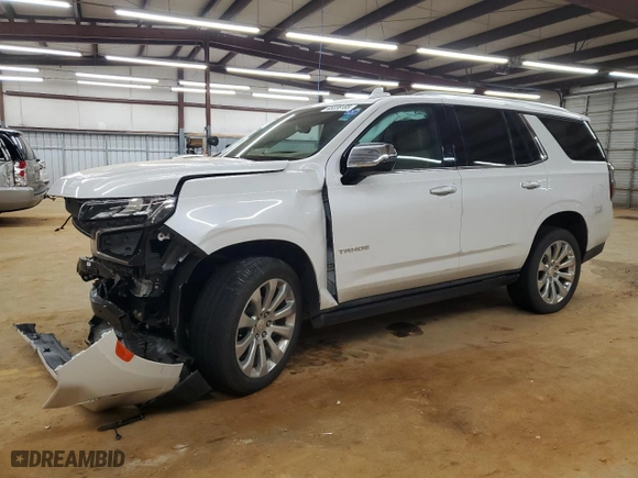 2023 Chevrolet Tahoe Premier with VIN 1GNSKSKLXPR405964, listed as a Copart auction lot 45338185 with 0 mi miles and Salvage Title. Bid and sale history available at carsss.com. Image 1.