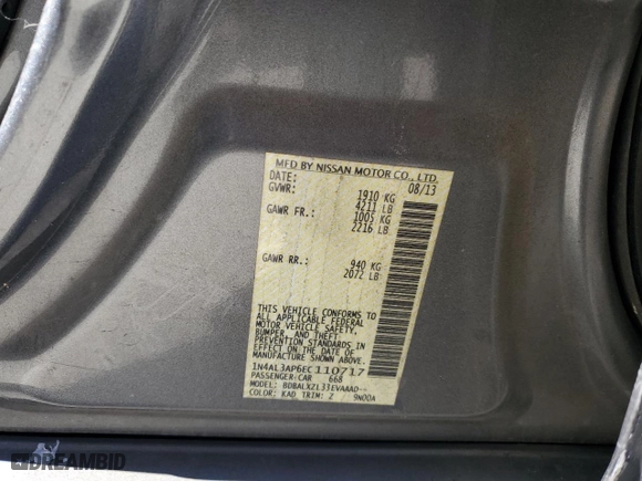 2014 Nissan Altima 2.5 SL with VIN 1N4AL3AP6EC110717, listed as a Copart auction lot 42430995 with 167,743 mi miles and Salvage Title. Bid and sale history available at carsss.com. Image 14.