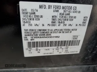 2016 Ford Utility Police Interceptor with VIN 1FM5K8AR4GGD31852, listed as a Copart auction lot 81687774 with 89,612 mi miles and Salvage Title. Bid and sale history available at carsss.com. Image 13.