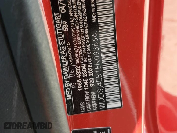 2014 Mercedes-Benz CLA 250 with VIN WDDSJ4EB1EN093666, listed as a Copart auction lot 61816735 with 134,771 mi miles and Salvage title. Bid and sale history available at DreamBid. Image 13.