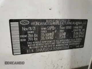 2022 Hyundai Santa Fe XRT with VIN 5NMS6DAJXNH412066, listed as a Copart auction lot 44907245 with 66,140 mi miles and Salvage Title. Bid and sale history available at carsss.com. Image 15.